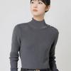 Suéter Japonês de Renda com Gola Média Novo Top Básico Slim de Gola Meia-Alta