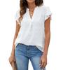 Blusa de gasa con cuello en V y mangas de hoja de loto plisadas para mujer europea y americana transfronteriza de Amazon Verano 2023