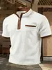 Polo Europeu e Americano Ins Transfronteiriço Verão 2026 com Bolso com Zíper Camisa Polo Esportiva com Gola Alta Masculina