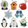 Parche Bordado de Copo de Nieve de Dibujos Animados de Pingüino de Invierno Parche de Decoración Navideña Accesorio de Ropa Termoadhesivo Etiqueta Bordada por Computadora