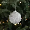 Colgante de Navidad con polvo pegajoso de espuma plateada, bola de Navidad, lazo, estrella para la punta del árbol, paquete de decoración para árbol de Navidad, venta al por mayor