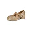 Zapatos Mary Jane de Fondo Grueso de Piel de Vaca Estilo Academia Británica Otoño 2024 Tacón Grueso Tacón Medio Fondo Grueso albaricoque Cuero Completo Zapatos Individuales para Mujer