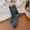 Calcetines de algodón para mujer para primavera y otoño, calcetines holgados a rayas con lazo, estilo coreano, estilo Maillard, para chicas jóvenes, otoño e invierno, calcetines de media pantorrilla estilo ins