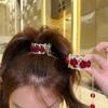 Artefacto Fijador de Coleta Alta Rosa Roja Pasador para el Cabello Pinza de Garra para la Parte Trasera de la Cabeza de Mujer Pinza de Agarre Clip para el Cabello Accesorios para el Cabello