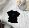 Camiseta de Algodón de Manga Corta para Niñas Verano 2025 Nuevo Estilo Coreano Infantil Bebé Estilosa Ajustada de Cintura Alta Top Corto