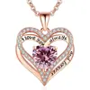 Collar de doble capa de plata de ley s925 con corazón eterno transfronterizo europeo y americano, colgante femenino de piedra de doce cumpleaños a la moda que combina con todo.