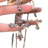 Estilo Gótico Boêmio Pingente Cruz Colorido de Cristal e Diamante Joia de Festival Europeia e Americana Colar para Clavícula de Menina