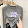 Ropa interior básica forrada de forro polar para niñas, top de otoño para niños, camiseta elegante de manga larga con estampado de dibujos animados para otoño e invierno