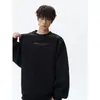 Nova blusa de moletom masculina outono e inverno, gola redonda, estilo étnico desgastado com bordado de letras, pulôver de corte solto para adolescentes, tamanho grande