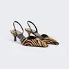 Nuevas Sandalias de Tacón Alto de Aguja con Punta Afilada y Tacón Abierto Estilo Francés Impresionantes para Primavera y Otoño 2025 Zapatos de Mujer Mules con Estampado de Cebra