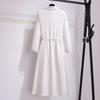 Vestido de Traje Blanco Simple y Elegante para Mujer en Otoño e Invierno Francés para Ir al Trabajo Cintura Adelgazante Falda Larga