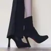 Moda 2026 Botas de plataforma impermeables de punta fina, nuevas botas sexys y elegantes de tacón grueso para adelgazar las piernas, botines de tacón alto para mujer, diseñados para hacer que las piernas parezcan más delgadas