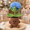Adorno de Planta en Maceta Rosa Tejido a Mano Lindo con Manos y Pies Flor de Hilo Maceta Muñeca Decoración Creativa de Escritorio