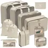 Set organizador de viaje premium, incluye 11 piezas: bolsas para guardar ropa, bolsas con cordón, bolsas para cosméticos y artículos de tocador, y bolsas de malla plegables para almacenamiento