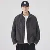 Chaqueta de Cuero PU Vintage de Gama Alta Estilo Retro Americano para Hombre, Nuevo Estilo Primavera y Otoño, Abrigo de Cuero para Motociclista con Cuello Alto