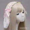 Tocado Lolita lindo hecho a mano de una pieza, diadema de pelo con lazo dulce clásico, orejas de conejo de encaje, pasador