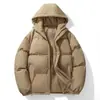 Jaqueta de Algodão com Penas Nova de Inverno Masculina, Casaco de Algodão Plus Size Solto Estilo Hong Kong, Jaqueta Puffer Juvenil com Capuz