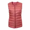Chaqueta de Plumas Anti-temporada para Mujer Invierno Coreana Nueva Cuello Redondo Cremallera Ajustada de Corte Delgado Longitud Media Chaleco de Moda Cálido Chaleco Hombro Explosion