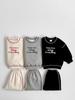 Traje Infantil de Estilo Coreano Ins Otoño Nueva Llegada Suéter Bordado con Letras Inglesas para Niños Pantalones Conjunto Casual de Dos Piezas