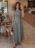 Amazon 2026 Moda Transfronteriza Europea y Americana Nueva Temperamento Cuello Redondo Adelgazante Estampado Cuadros Chaleco Vestido
