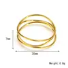 Anel Feminino Francês Simples de Três Camadas com Fio Fino Entrelaçado e Enrolado, Elegante e Versátil Anel para Dedo Indicador de Aço Titânio Ouro 18K