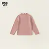 Ropa para Niños Yingsibao 2026 Primavera y Otoño Camiseta Básica para Niñas, Top de Manga Larga de Color Sólido con Cuello Medio Alto para Niños Mayores