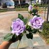 Simulação vermelha rosa comércio exterior 3 Rainha rosa Rosa branca ondulação projeto arranjo de casamento flores falsas atacado