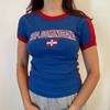 Camiseta de manga corta con cuello redondo para mujer, prenda interior con bordado y estampado de estilo europeo y americano Y2G, ideal para el ombligo y el cuello.
