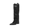 Botas altas de tubo de tacón alto versátiles y de moda estilo europeo y americano para mujer, nueva moda otoño e invierno 2026 botas altas de tacón grueso para mujer