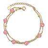 Pulsera de Cristal de Fresa Estilo Coreano Cristal Flor de Durazno para Mujer Chapada en Plata Simple Pulsera para Novia Hermanas Joyería de Piedra Lunar