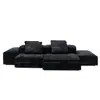 Sofa Modular Minimalista Italiano Sin Marco Wanyin Home Combinación de Cuero y Tela Set para Sala de Estar Doble Cara Directo de Fábrica
