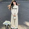 Conjunto de Moletom Casual Esportivo para Meninas Outono 2026 Roupa de Outono para Meninas Grandes Conjunto de Duas Peças Calça de Perna Larga Solta Fashion
