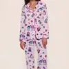 2026 Novo Modelo Tk Exportação Amazon Peça Única Grupo de Meninas Kpop Estampado Seda Leite Pijama Longo Roupão Feminino