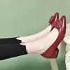 Zapatos de salón poco profundos de punta fina para mujer, nuevos zapatos de otoño 2026 para mujer, zapatos pequeños de cuero con tacón grueso, zapatos de madre de suela blanda y tacón bajo de otoño para mujer