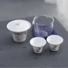 Juego de Té Azul y Blanco Yue Rui Taza Rápida Flotante Juego de Viaje a Todo Color Tazón Cubierto Pétalo Una Tetera Dos Tazas Cafetera para Mujer