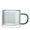 Caneca de Café Cilíndrica Transparente Doméstica com Alça Resistente ao Calor, Copo de Vidro de Camada Dupla Isolado Design Criativo