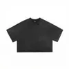 Procesamiento Personalizado de Algodón Puro de 230g Estilo Europeo y Americano Marca de Tendencia Retro Camiseta Corta Lavada Vintage para Mujer