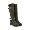 Nuevas Botas Altas de Ante de Lana de Bloques de Color Elegantes y Cómodas, Botas para Mujer de Talla Grande con Aumento Oculto de Altura, Comercio Transfronterizo