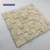 Azulejos Mosaico de Travertino Pedra Natural Retrô Travertino Amarelo Rocha Vulcânica Azulejos Culturais Superfície 3D Estéreo Côncava e Convexa