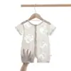 Macacão de Bebê de Manga Curta, Estilo Fino de Verão, Macacão para Bebê Menino e Menina, Macacão com Botão de Pressão, Roupas para Recém-Nascido, Roupa de Verão, Respirável