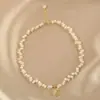 Collar de Perlas de Agua Dulce de Forma Irregular con Colgante de Rosa de Concha a la Moda y Diseño Estrellado, Cadena de Cuello Única y Elegante