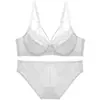 Lencería Sexy Transparente Transfronteriza para Mujer, Sujetador Delgado de Verano que Hace que los Senos Grandes Parezcan Más Pequeños, Tirantes Decorativos, Encaje Atractivo, Conjunto de Sujetador Transpirable