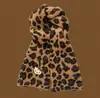 Chapéu Gorro e Cachecol Estampa Leopardo Gatinho Fofo Outono Inverno para Mulheres, Chapéu Pequeno de Tricô Afina o Rosto, Chapéu de Lã Quente para Cabeça Grande