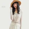 Cárdigan de Lyocell Tencel para Mujer Primavera/Verano 2026 Delgado de Manga Larga Protector Solar Chaqueta Cubre Traje