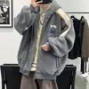 Chaqueta de felpa de cordero para jóvenes, invierno para hombre, con felpa gruesa, con capucha, moderna, cálida, para estudiantes de secundaria y universidad, ropa de algodón