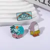 Broche de Praia Onda de Tubarão Fofo Novo Estilo Transfronteiriço Insígnia de Acessório de Metal Série Oceano Desenho Animado Criativo