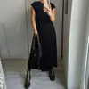 2026 Ropa Femenina Transfronteriza Europea y Americana Comercio Exterior Nuevo Estilo Casual Cómodo Versátil Holgado Color Sólido Vestido Plisado