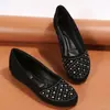 Zapatos de Mujer Planos de un Solo Color Blanco Grulla de Almohada Talla Grande Punta Redonda con Pedrería Suela Plana Verano 2026 Nuevos Versátiles de Corte Bajo Slip-on Ligeros