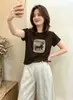 Camiseta de algodão canelada para mulheres, direto da fábrica, top justo de manga curta, exclusivo para atacado de verão