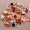 Acero Inoxidable 3D Estéreo Cereza Fresa Rosa Colgante Pequeño Colgante DIY Collar Pulsera Pendientes Accesorios de Joyería